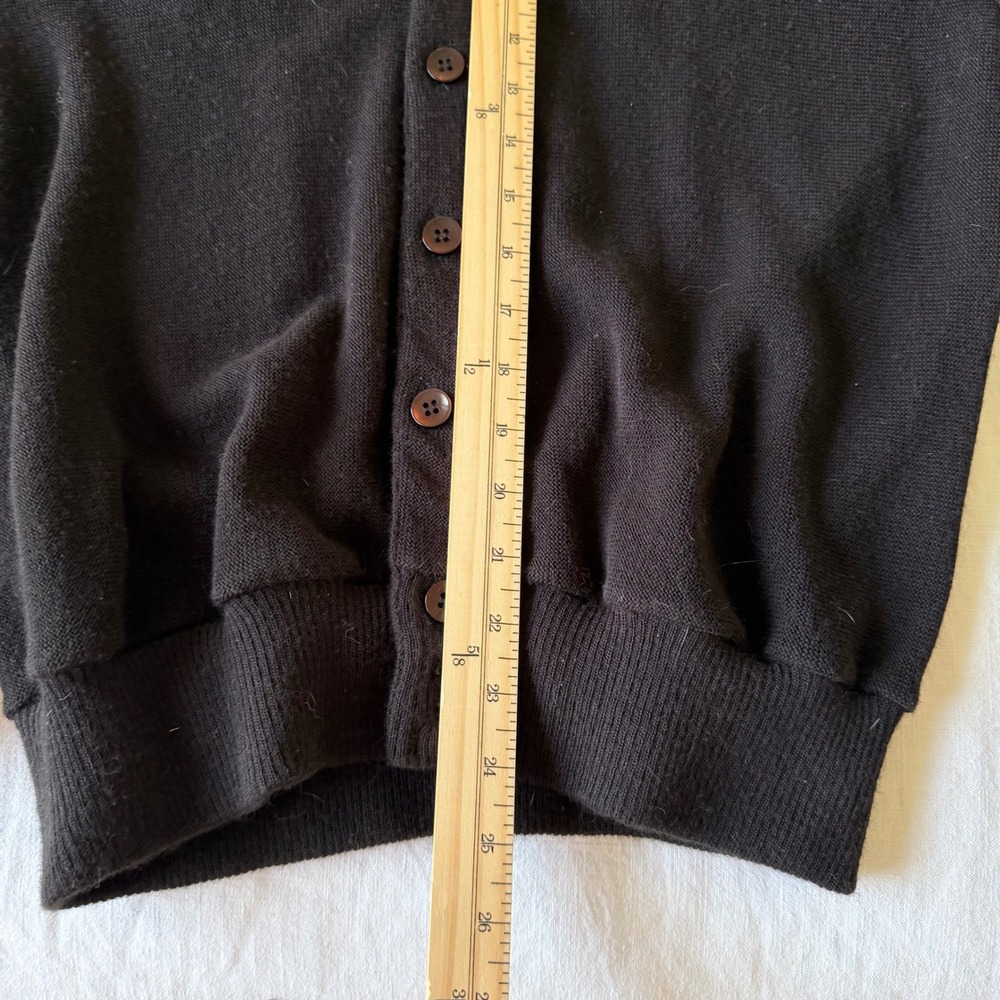 70's Campus Vintage Black V-Neck Button Front Cardigan Sweater Made in USA M/L - Picture 6 of 7
